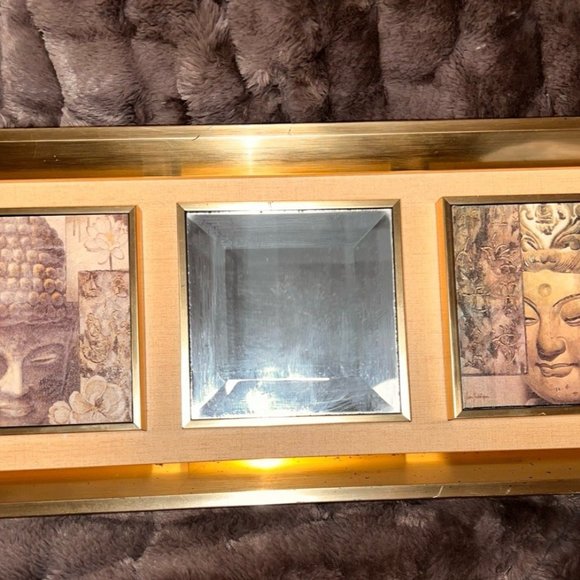 Buddha decorative Picture Gold frame 2x head Picture frame W/Center Mirror - Picture 1 of 7